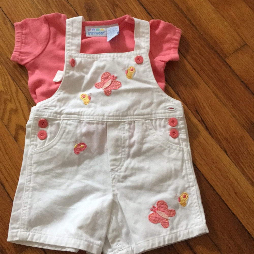 Miniwear size 6/9 months overalls with shirt